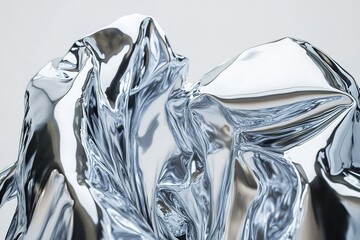 Abstract Metallic Fabric folds in Silver