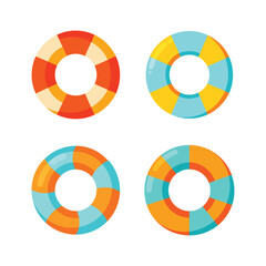 Obraz premium A set of colorful swimming ring vector art illustration