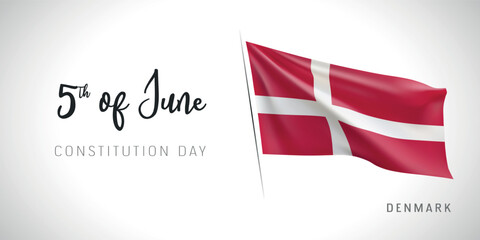 Denmark constitution day vector banner, greeting card