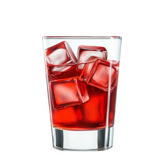 A refreshing drink with ice cubes in a glass