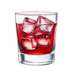 A refreshing drink with ice cubes in a glass