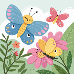 butterflies and flowers