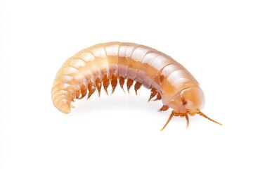 Fototapeta premium a Maggot isolated on a white background, ultra-realistic, real photo