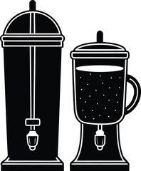 Dual sided hot cold beverage dispenser silhouette