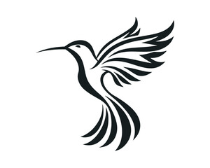 Obraz premium Simple swallow tattoo design, minimalist bird vector illustration on a white background