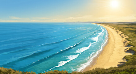 Sunny Ocean View with Blue Sky