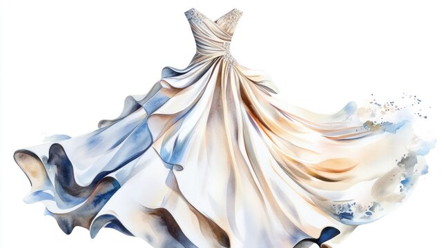 Elegant, flowing wedding gown illustration (3)
