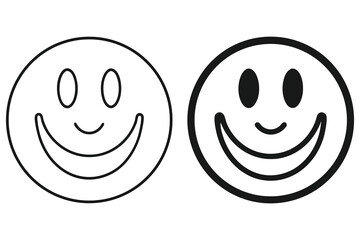Two stylized smiley faces show different line thicknesses in black against white