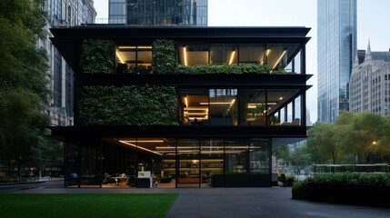 A building covered entirely in green plants