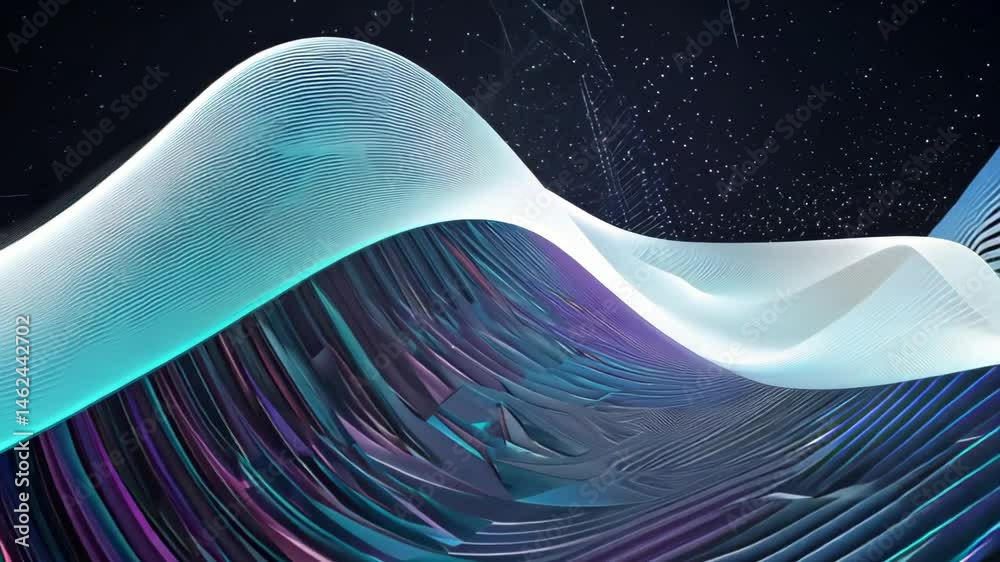 Poster geometric waves: dynamic abstract motion in 3d rendering