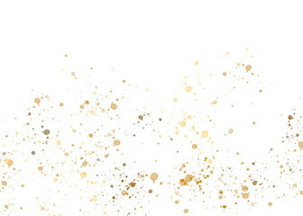 Gold glitter shiny particles, glow, golden splatter. Festive golden placer