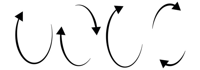 Circle arrows icon set. Round reload sign, repeat icon, refresh icon, rotate arrow icon sign and symbol, Vector illustration.