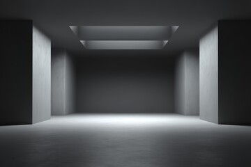 Minimalist grey empty room studio with smooth gradient wall perfect for product display and photography