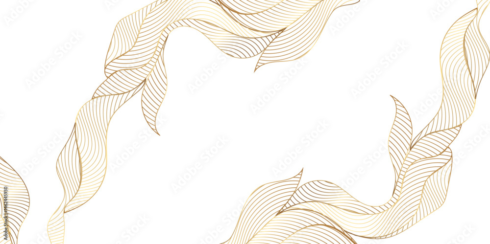 Poster abstract vector gold floral waves background. elegant abstract background featuring glimmering golde