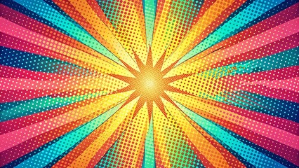 Vintage Pop Art Halftone Background Design Template - Colorful Comic Book Style 3:2 Aspect Ratio