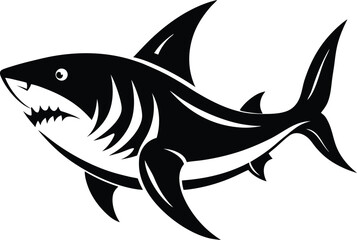 Shark silhouette, Black shark silhouette collection,  shark silhouette vector illustration on a white background