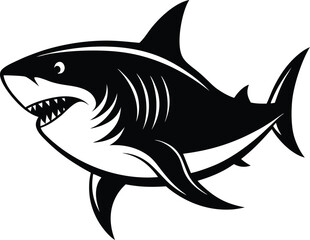 Shark silhouette, Black shark silhouette collection,  shark silhouette vector illustration on a white background