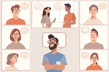 Virtual Team Video Conference with Diverse Group Collaborating Online
