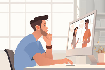 Virtual Team Video Conference with Diverse Group Collaborating Online