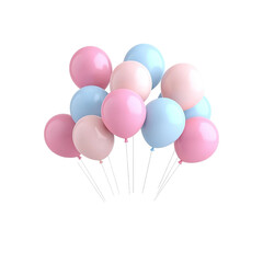 A cluster of pastel-colored balloons, perfect for celebrations and adding a touch of whimsy. The balloons come in soft shades of pink and blue.