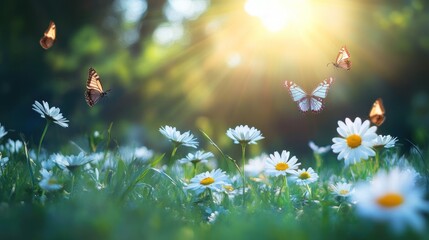 Serene Summer Meadow: Butterflies Dancing in Sunlight