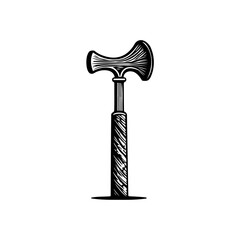 Stylized vintage image featuring unique axe design with intricate engravings