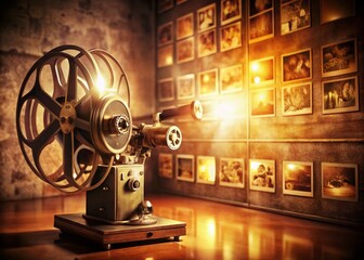Vintage Style Presentation Photo: Retro Projector & Slides
