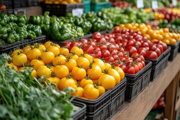 Exploring a Vibrant Farmers Market Filled With Colorful Produce on a Sunny Day