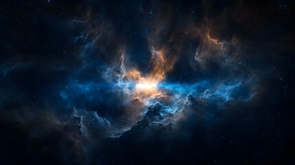 Fototapeta premium A neon-blue pulsar emitting rhythmic beams through nebula clouds.
