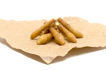 Fresh Fingerroot Rhizome On Brown Paper Background