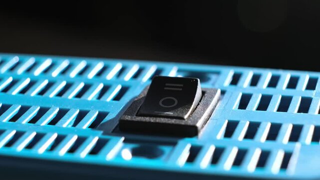 Finger pushes on KCD1-101 6c Rocker Switch electrical component rocker-style actuator for on off on control. Offers as a simple reliable switching mechanism, with a durable. High quality 4k footage.