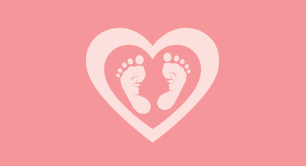Baby Footprint in Gentle Pink Heart Design