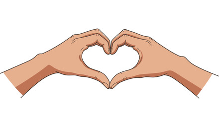 Obraz premium Cartoon hand with tan skin and black outline angled towards the right