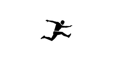 Silhouette of a person in midair arms extended leg bent