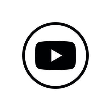 YouTube Logo Black Circle Outline Icon, YT App Vector, Editable SVG, PNG, Transparent Background, Premium Social Media Design for Digital Download