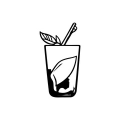 Minimalist outline of a refreshing cocktail drink illustration for graphic design