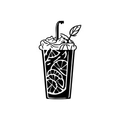 Graphic depiction of a refreshing citrus beverage with garnish illustration