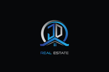 JD real estate letters logo design for construction or house. JD real estate letters logo Vector design