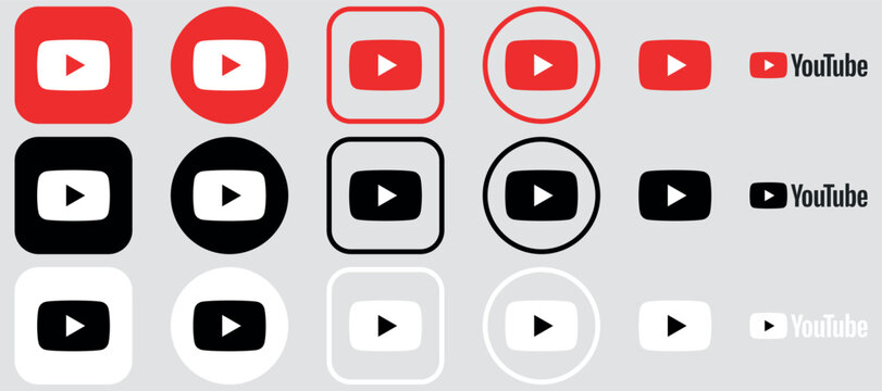 YouTube Logo Mega Bundle Icon Set, YT App Vector, Editable SVG, PNG, Transparent Background, Premium Social Media Design for Digital Download