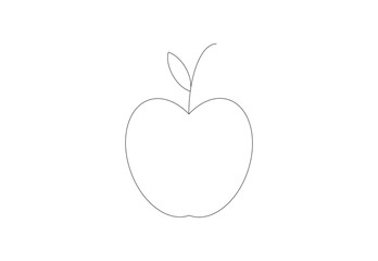 Simple Apple Line Drawing Illustration for Kids and Beginners 