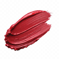 abstract smooth smudged carmine red lipstick swatch stroke isolated on transparent background
