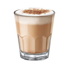 Creamy Latte in Clear Glass Cup, png clipart element with transparency