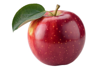 Red apple isolated on white background, clipping path Apple with leaf