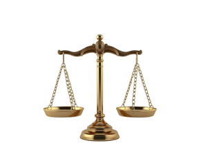 3D golden balanced scales of justice on Png Format and Transparent Background