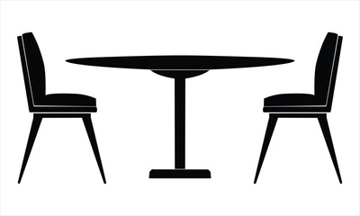 two chairs and table vector silhouette