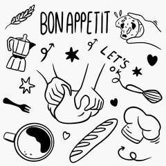 Breakfast menu, ingredients, doodle food