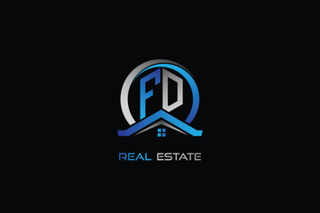 FD real estate letters logo design for construction or house. FD real estate letters logo Vector design