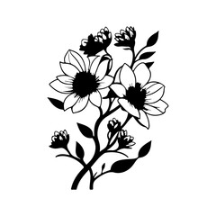 Elegant floral silhouette composition creates a modern aesthetic on white canvas
