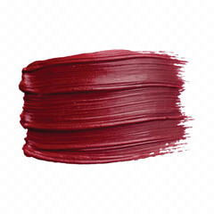 abstract smooth smudged carmine red lipstick swatch stroke isolated on transparent background