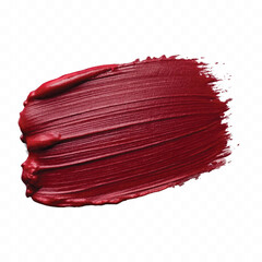 abstract smooth smudged carmine red lipstick swatch stroke isolated on transparent background